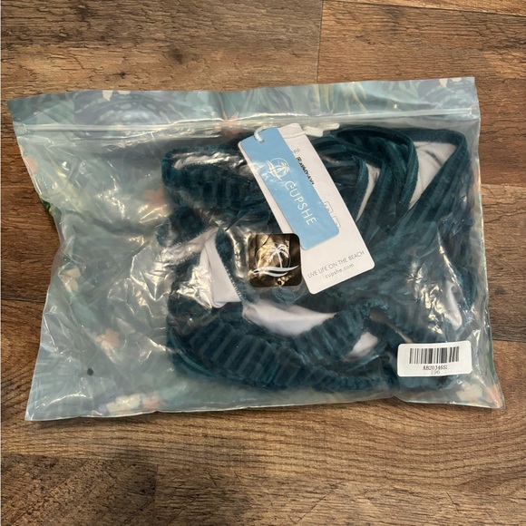 🦕Teal Ribbed Velvet Bikini Set - Picture 3 of 4